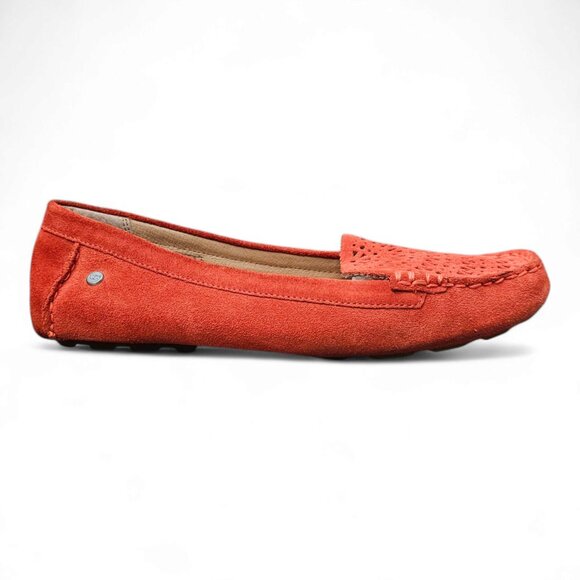 UGG Shoes - UGG Clair Suede Cutout Slip on Orange Flat Driving Loafer Shoe